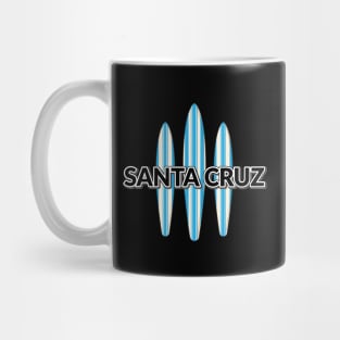 Santa Cruz Logo Sticker California with Three Surf Boards Blue Mug